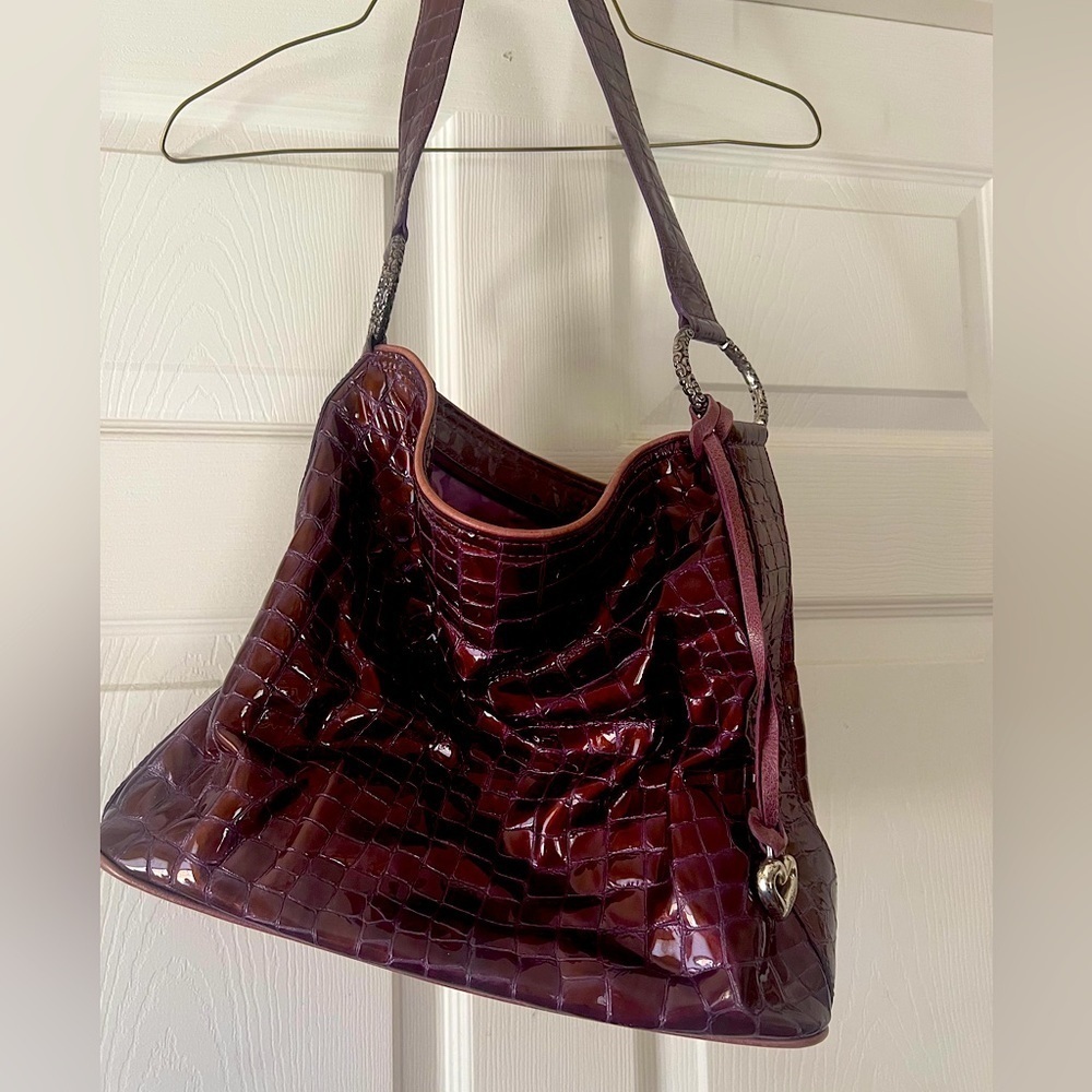 BRIGHTON CHER COLLECTION CHERIE GUAVABERRY PATENT LEATHER SHOULDER HANDBAG - Picture 4 of 6